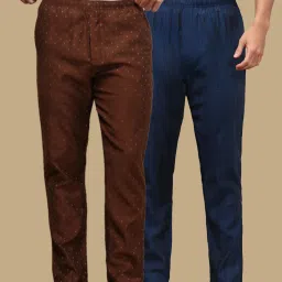 Pack of 2 Mens Cotton Blend Ethnic Wear Ethnic Motifs & Textured Pyjama Men Pyjama-picture-10