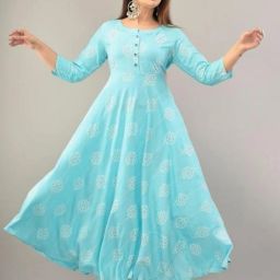Women Floral Print Viscose Rayon Anarkali Kurta-image-43