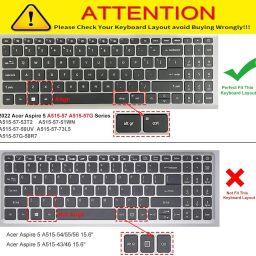 Saco Silicone Keyboard Protector Cover Compatible with Acer Aspire 3 A315-59 | A315-24P | A315-510P Series 15.6 Inch Laptop Keyboard Skin image 2