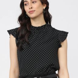 Casual Regular Sleeves Ethnic Motifs Women Black Top-image-3