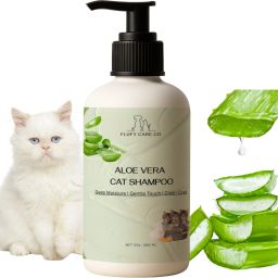Flufy care co Ultimate Calming Aloevera cat shampoo 200ML Allergy Relief, Anti-itching, Anti-fungal, Flea and Tick Subtle herbal freshness from pure aloe vera Cat Shampoo-picture-31