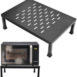 High Grade Gi Metal Universal Microwave Oven Fix Stand for Kitchen Platform - Floor (Black-Perforated) Iron Kitchen Trolley-image-74
