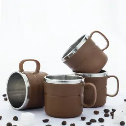 P04 BROWN SMILEY MUGS Plastic, Stainless Steel Coffee Mug-image-70