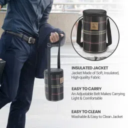 milton (3 Containers, 1 X 320 ml, 2 X 450 ml each) With Jacket, Black 3 Containers Lunch Box image 4