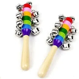 2 Pcs Wooden Jhun jhuna Rattle Toy Musical Instrument Wooden Jingle Bell Baby Rattle-6