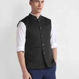 Geometric Print Men Waistcoat-4