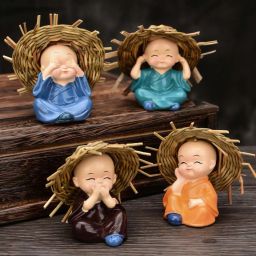 Baby Hat Monk Buddha Idols Standard Multicolour, 4 Pieces 6.2 C.M Decorative Showpiece-20 cm-image-88