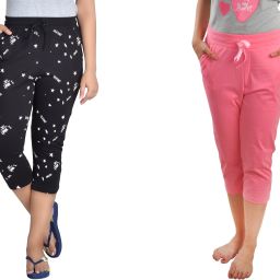 Women Black, Pink Capri-image-20