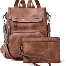 Small 20 L Backpack Women, with Pouch Crossbody PU Leather Anti-Theft Travel-image-99
