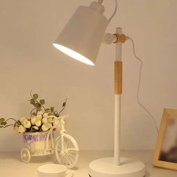 homesake Nordic Adjustable White Colour Metal Reading Lamp with Solid Natural Wood Base-picture-9