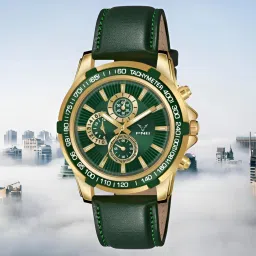 Premium Elegnet Design Green Leather Stap Watch for Men Analog Watch - For Men FN-3128-GRN-image-1
