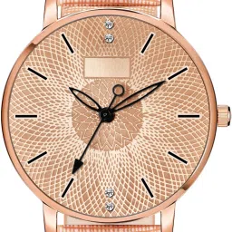 Peach Dial With Rose Gold Glossy Case Leather Analog Watch - For Women WH-317-image-20