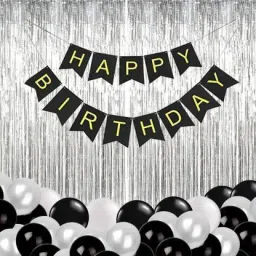 Solid Happy Birthday Balloons Decoration Kit with Metalic Balloon Combo Set Balloon-22