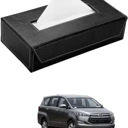 Car Tissue Box Paper Tissue Holder Black with 200 Sheets(100 Pulls) For Toyota Innova Crysta Vehicle Tissue Dispenser-9