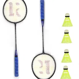 Single Shaft Badminton Racket Pack Of 2 Piece With 4 Piece Plastic Shuttle Badminton Kit-16