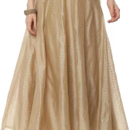 Women Printed Flared Gold Skirt-image-67