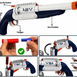 wishkart Double Barrel 2 in 1 Blast Gun with Foam Bullets & Shell Ejection Shotgun Toy Guns & Darts image 2