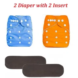 Reusable 2 Cloth Diaper + 2 Bamboo Charcoal Inserts-image-16
