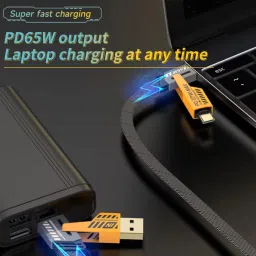 RTECHNO 4-in-1 Cable 1 m Flat Braided 4 in 1, PD 18W to 65W for Type C and PD 18 W to 27W for ios , Fast Charging & 480 Mbps Data Enabled Usb to Type C , Usb to Lightning, Type C to Type C, Type C to Lightning. Universal for iPhone 15/14/13, Laptop and Android Mobile , Tablet (Compatible with Android Mobile, IOS ,Tablet and Laptop) image 4