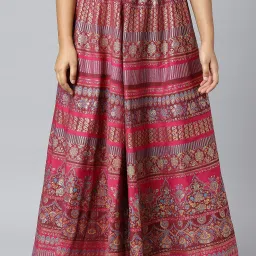 Women Printed Flared Multicolor Skirt-image-8