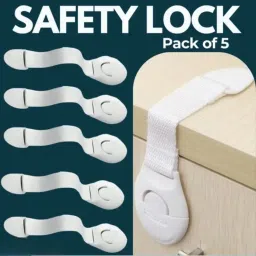Baby Safety 5 Pcs Flexible Nylon Strap Locks for Cabinet and Drawers Doors-image-29