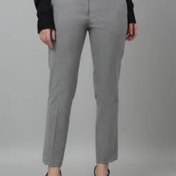 Women Regular Fit Grey Lycra Blend Trousers-image-32