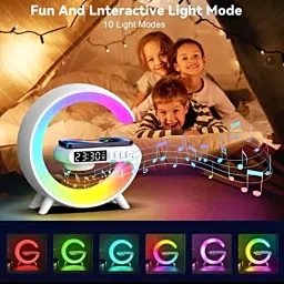 Harjio G Shape Bluetooth Speaker-Fancy RGB Light with 15w Wireless Charger, Alarm Clock 5 W Bluetooth Laptop/Desktop Speaker image 4