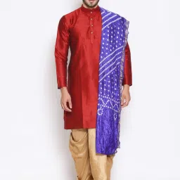 Silk Blend Woven Blue Men Dupatta-picture-9