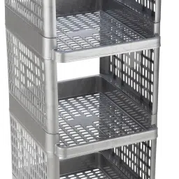Rectangular 4 Layer Multipurpose Shelf Stand Basket Rack Trolley Plastic Kitchen Trolley-60