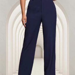 Women Regular Fit Blue Cotton Blend Trousers-image-96