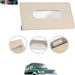 Beige Leatherite Rectangle Shape Fancy Design Tissue Dispencer For Car-128 Vehicle Tissue Dispenser-42