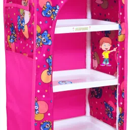 Plastic Multipurpose 5 Shelve Baby Wardrobe, Foldable, (Unbreakable Material) PVC Collapsible Wardrobe-0