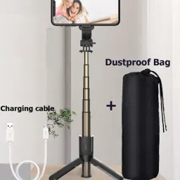 BUFONA New Bluetooth Selfie Stick Tripod With attached Beauty Fill Light +Dustproof Bag +Wireless Bluetooth Detachable Remote control, 360°Rotation, Selfie Stick And Stand R1S With Flash Light And Remote Control Selfie Stick Extendable Stick Mini Tripod With Detachable Remote For Smart Selfie Phone Holder Camera Flash Brackets Best Use For Make Videos Compatible With Mobiles Video Stand In Gimbal Stabilizer, |In Mobile Holder For Hand| Stand For Online Classes Selfie Sticks & Monopods Tripod, Monopod, Monopod Kit, Tripod Ball Head, Tripod Bracket, Tripod Clamp, Tripod Kit-29