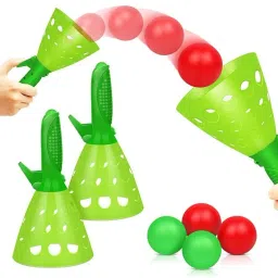 hk toys Catcher Click and Catch Twin Ball Game Indoor Outdoor Toy Set, Pop & Catch Play image 2