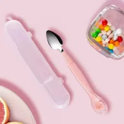 Multi-Use Double Head Fruit Scraping & Soft Tip Feeding Spoon for Toddlers- BPA Free Baby Safe Plastic, 304-Food Grade Steel-19