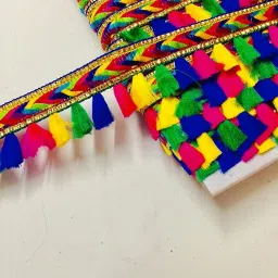 Tassels Jute Laces for Dresses, Sarees, Lehenga, Suits, Bags, Decorations, Borders, Craft (Multicolour) lace135 Lace Reel-image-31