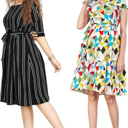 Women Fit and Flare Multicolor Knee Length Dress-image-88