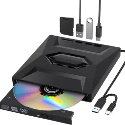 Etzin DVD Drive 3.0 Type-C CD Burner Portable CD DVD +/-RW Optical Drive EPL-1318UG External DVD Writer-16