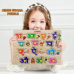 Hindi Vowel Letter Wooden Toys Hindi Swar Puzzle Learning Educational Board Game-18