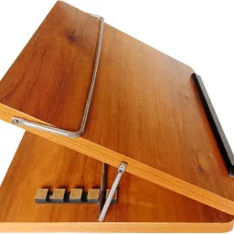 Goodwill Tech Solid Compartments Wooden Material Foldabel, Height Adjustable, Comfotable Writing/Sketching/Drawing Table/Laptop Stand/Table Top Wooden-Teak-12x16Inch Laptop Stand-20
