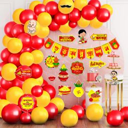 RICE CEREMONY Decorations Combo / Mukhe Bhaat Decorations Items ( Pack Of 77)-image-54