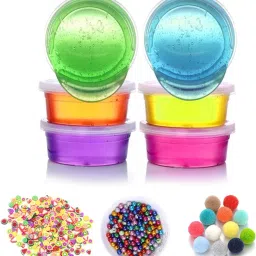 Crystal Clear Colored Slime Set of 6with 3 Slime Kit Multicolor Putty Toy-13
