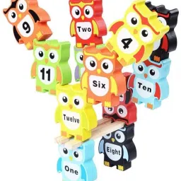 12 Pieces Set Wooden Owl Balance Stacking for Kids Educational Toy-35