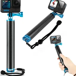 TECHGEAR Carbon Fiber Waterproof Floating Hand Grip for GoPro Max Hero 11 10 9, Insta360 and Other Action Cameras, Underwater Selfie Stick Suitable for Surfing, Snorkeling, Underwater Shooting Bluetooth Selfie Stick-18