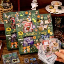 8 cm Self Adhesive 640Pcs /100 Vintage Stickers Sheets for Scrapbook,Project,Journals Self Adhesive Sticker-image-27