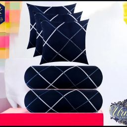 3 Cushion 2 bolster Microfibre Geometric Bolster Pack of 5-image-49