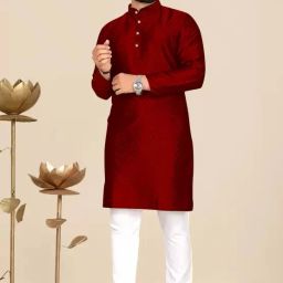 Men Jacquard Kurta Pyjama Set-image-75