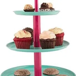 3 TIER CAKE STAND ( 3T Knob Aqua ) Stainless Steel Cake Server-picture-28