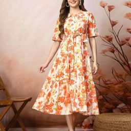 Women Fit and Flare Purple Knee Length Dress-image-93