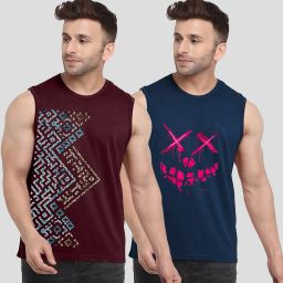 Pack of 2 Mens Cotton Blend Printed Inner Vest Men Vest-11
